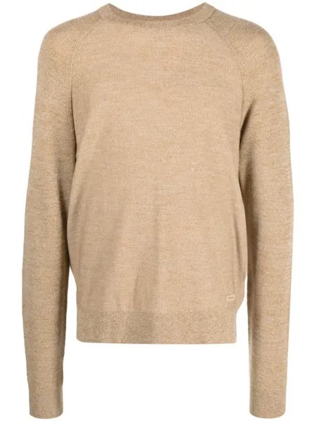 Calvin Klein шерстяной джемпер Superior с круглым вырезом, коричневый