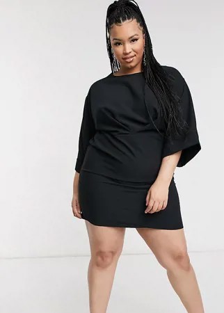 Черное платье мини с рукавами-кимоно ASOS DESIGN Curve-Черный цвет