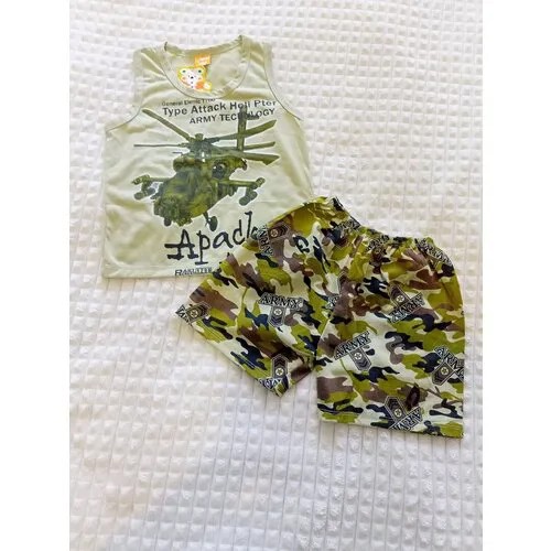 Комплект одежды , майка и шорты, повседневный стиль, размер 104, зеленый