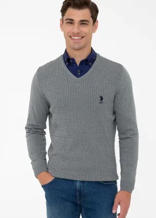 Пуловер мужской G081GL0TK0GROV-GLBSK21 U.S. POLO Assn. серый XL