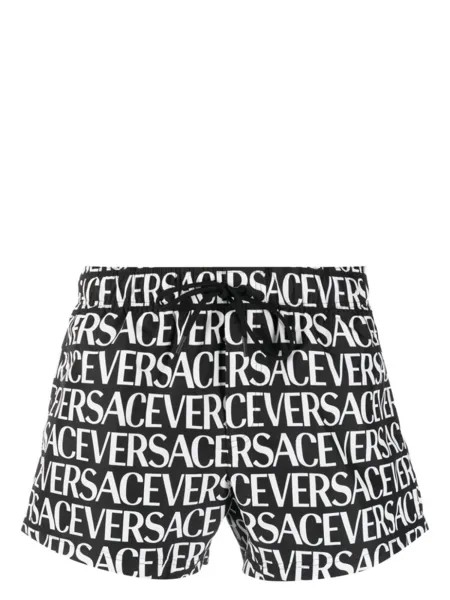 Versace плавки-шорты с логотипом, черный