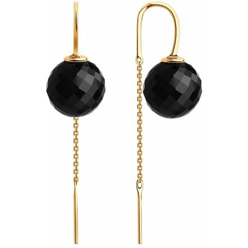 Серьги цепочки Diamant online, золото, 585 проба, агат, длина 5 см