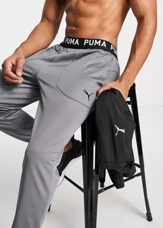 Темно-серые джоггеры с поясом с фирменной символикой Puma Training-Серый