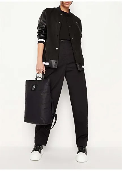 Обычные черные женские брюки с высокой талией Armani Exchange