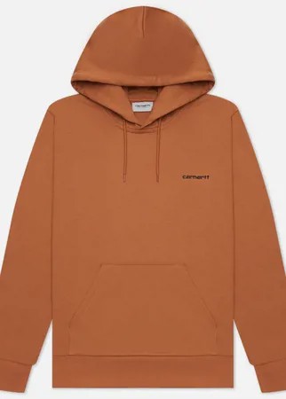 Мужская толстовка Carhartt WIP Script Embroidery 13 Oz Hooded, цвет коричневый, размер L