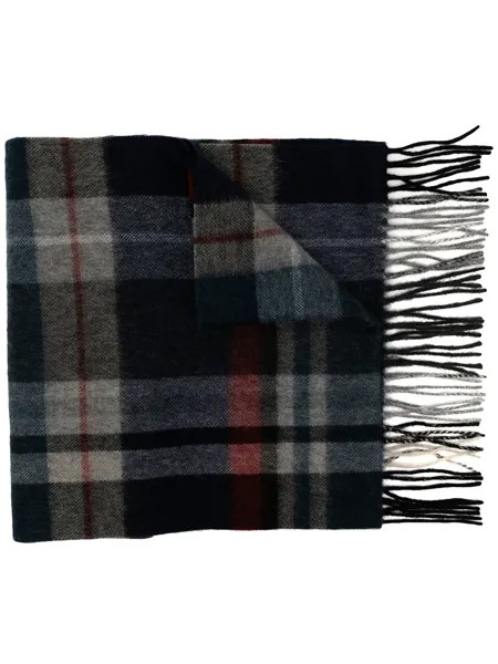 N.Peal checked woven cashmere scarf