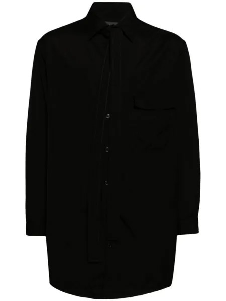Хлопковая рубашка с классическим воротником Yohji Yamamoto, черный