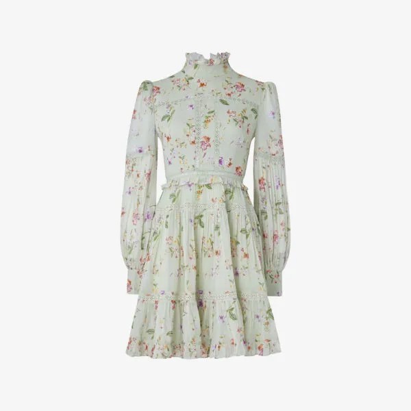 Тканое платье мини Francesca с цветочным принтом By Malina, цвет floral pistachio