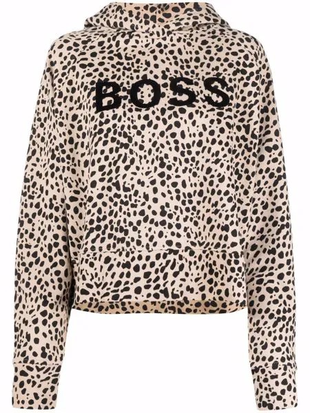 BOSS худи с леопардовым принтом и логотипом