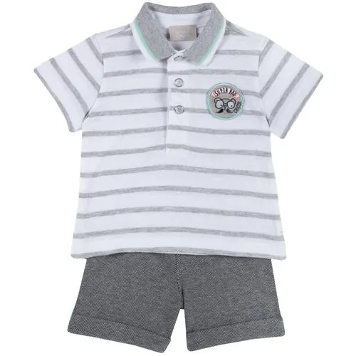 Комплект поло и шорты Chicco, размер 086, цвет серый