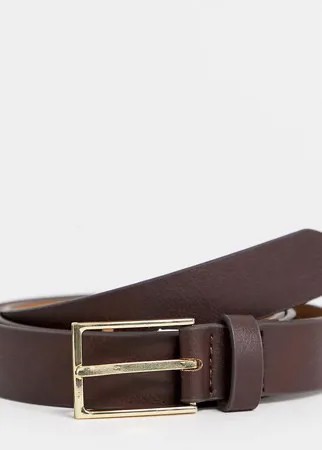 Коричневый узкий ремень из искусственной кожи ASOS DESIGN Plus