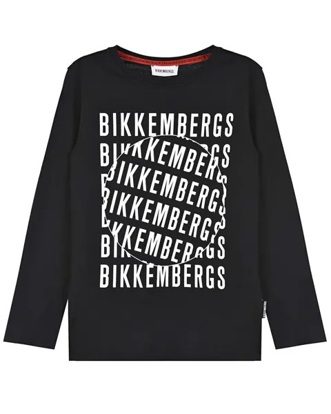 Черная толстовка с белым логотипом Bikkembergs детская