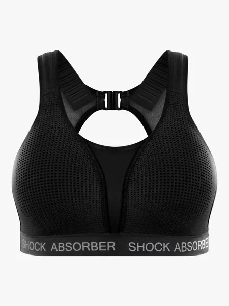 Спортивный бюстгальтер с подкладкой для бега Shock Absorber, черный/серебристый