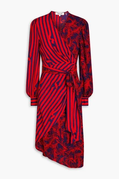 Платье Evania из крепдешина с принтом и сборками Diane Von Furstenberg, красный