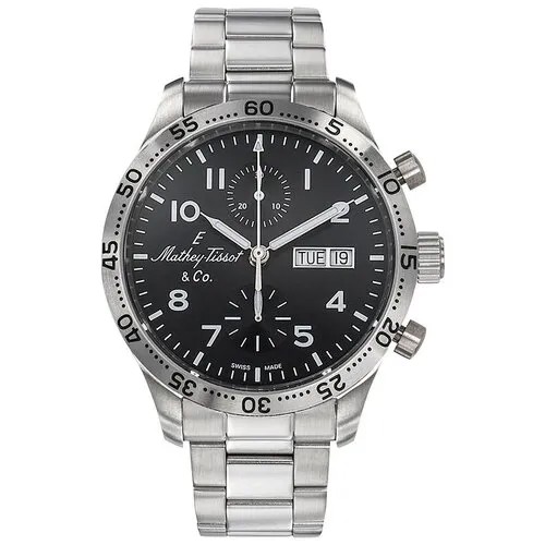 Наручные часы Mathey-Tissot Швейцарские механические наручные часы Mathey-Tissot H1821CHATNG с хронографом, серебряный