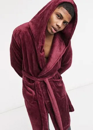 Бордовый флисовый халат для дома ASOS DESIGN-Красный