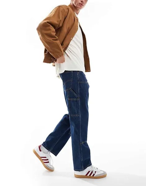 Levi's Workwear – 565 – Темно-синие свободные джинсы с отстрочками на коленях