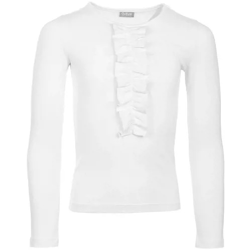Белая футболка с длинным рукавом Gulliver, размер 122*60*54, цвет белый