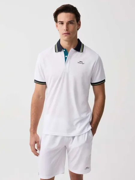 Теннисная рубашка-поло с полосатой отделкой Slazenger, цвет optical white