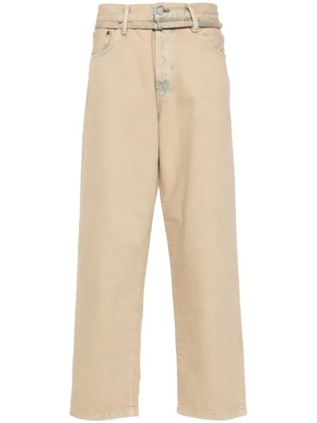 Acne Studios джинсы прямого кроя с поясом, нейтральный цвет