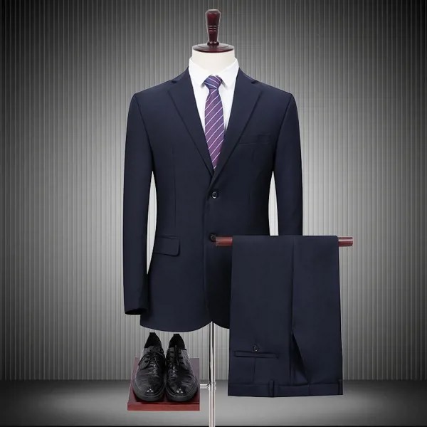 Европейские дизайнерские костюмы 2020, мужской тонкий пиджак с двумя пуговицами и брюки, однотонный деловой официальный костюм для шафера, Блейзер #506