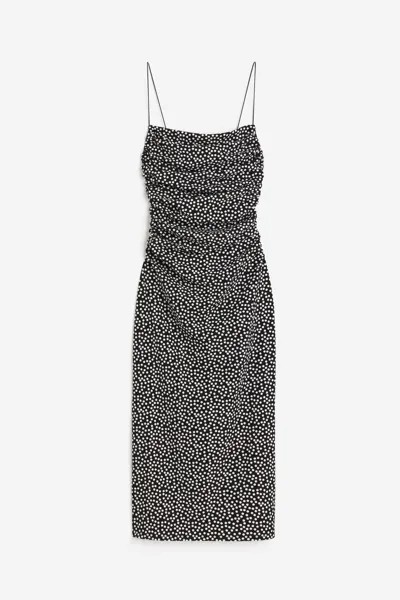 Платье H&M Draped Bodycon, черный/белый