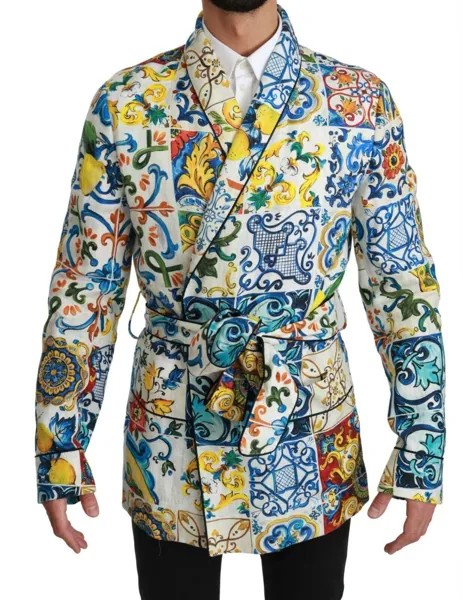 DOLCE - GABBANA Куртка-пальто Халат Майолика Парча Лен IT48 /US38 / M Рекомендуемая розничная цена 3200 долларов США