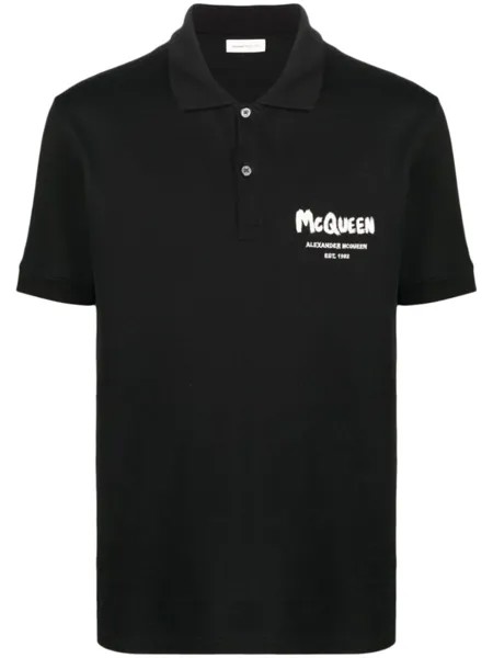 Alexander McQueen рубашка поло с логотипом, черный