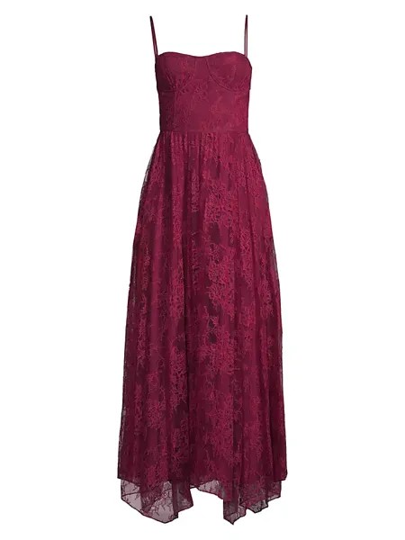 Платье из кружева с цветочным принтом для светских мероприятий Donna Karan New York, алый