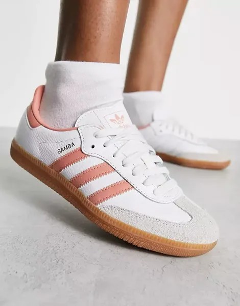 Бело-персиковые кроссовки adidas Originals Samba OG, бело-персиковый