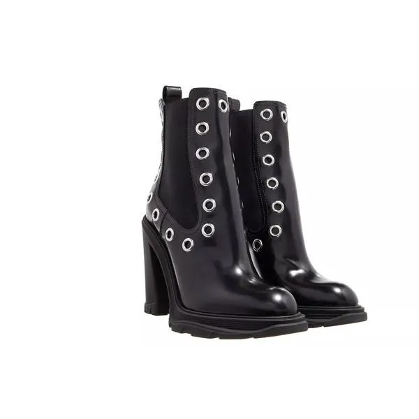 Ботинки eyelet ankle boots leather Alexander Mcqueen, черный