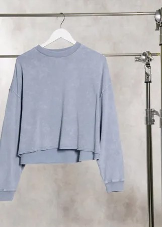 Синий выбеленный oversized-свитшот с необработанным краем ASOS DESIGN