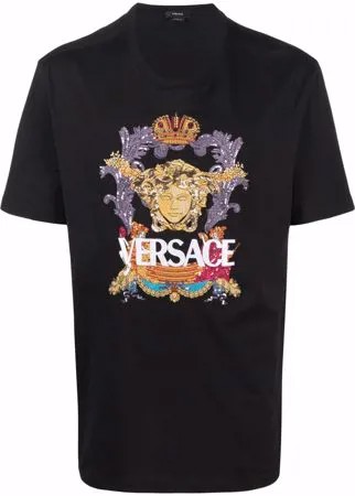 Versace футболка с вышивкой Medusa