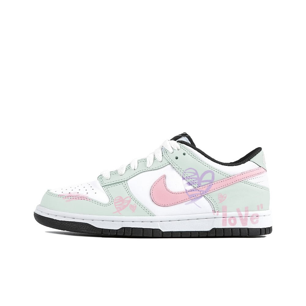Кроссовки Nike Dunk Skateboarding Shoes Women's Low-top White, зеленый