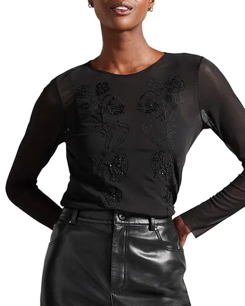 Топ из сетки с вышивкой Larizaa Ted Baker, цвет Black