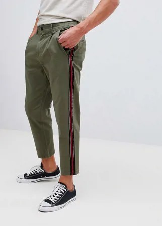 Суженные книзу чиносы с полосками сбоку Jack & Jones-Зеленый
