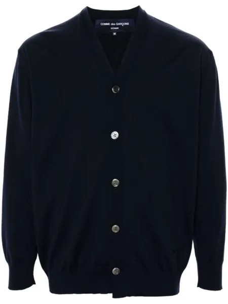 Comme des Garçons Homme шерстяной кардиган с вышитым логотипом, синий
