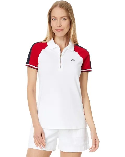 Поло Tommy Hilfiger Color-Block Raglan Zip, цвет Bright White