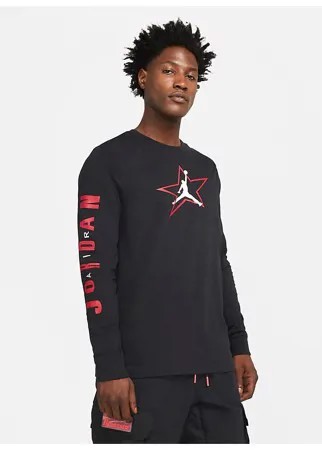 Черный лонгслив с графическим принтом Nike Jordan AJ6-Черный цвет