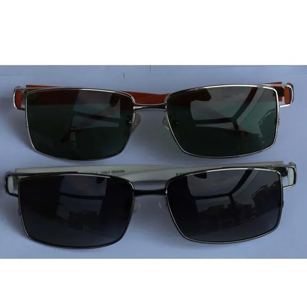 Солнцезащитные очки Мужские квадратные, винтажные поляризационные темные очки с серой линзой, с металлическим украшением, акция, смешанные