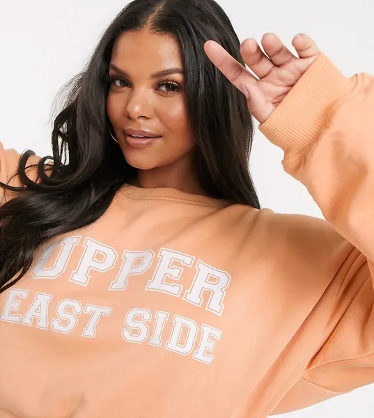 Коралловый свитшот в стиле oversized с принтом In The Style Plus x Meggan Grubb-Розовый
