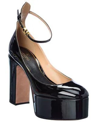 Valentino Vlogo 120 Женские лакированные туфли на платформе с ремешком на щиколотке, черные 40