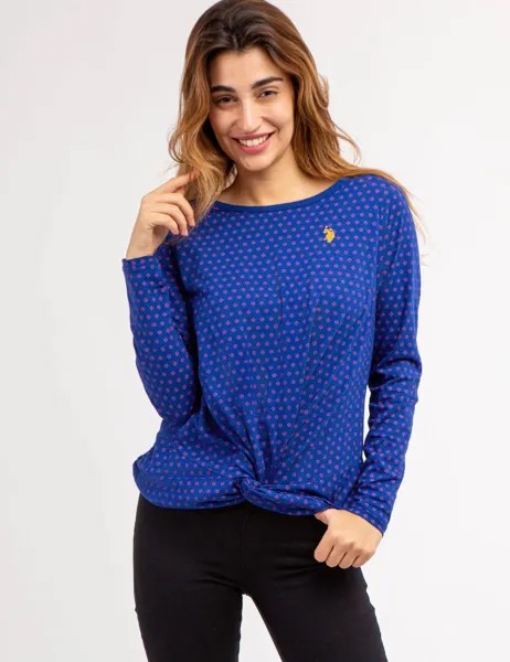 Топ с длинным рукавом U.S. Polo Assn.Ditsy Twist Front, синий