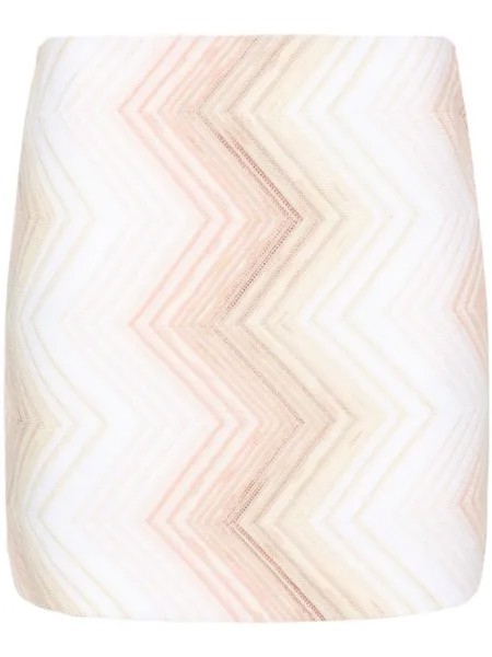 Трикотажная юбка мини с узором зигзаг Missoni, бежевый