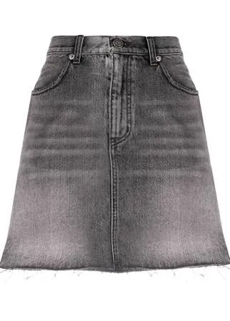 Saint Laurent джинсовая юбка мини с эффектом потертости