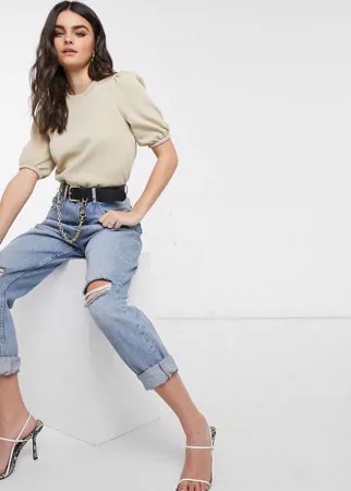 Бежевый свитшот с объемными рукавами Vero Moda-Neutral