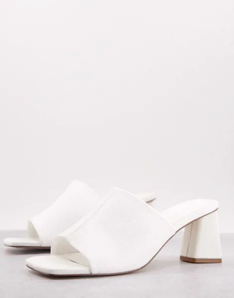 Белые мюли из искусственной кожи на каблуке ASOS DESIGN-Белый