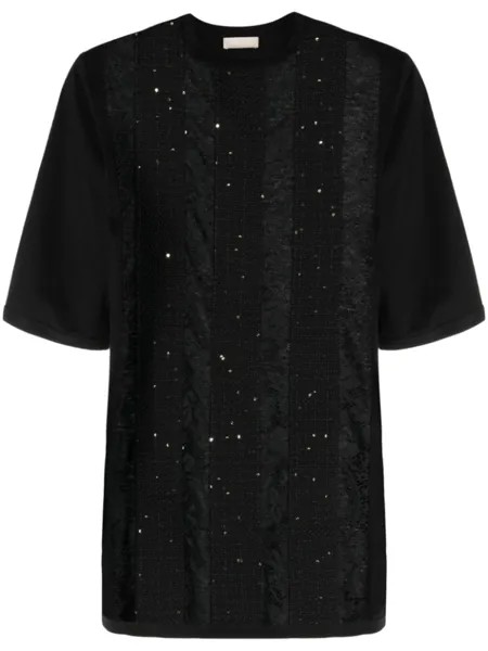 Elie Saab футболка с кружевной отделкой, черный