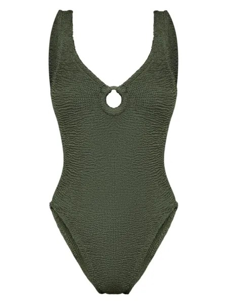 Hunza G купальник Celine из ткани сирсакер, зеленый