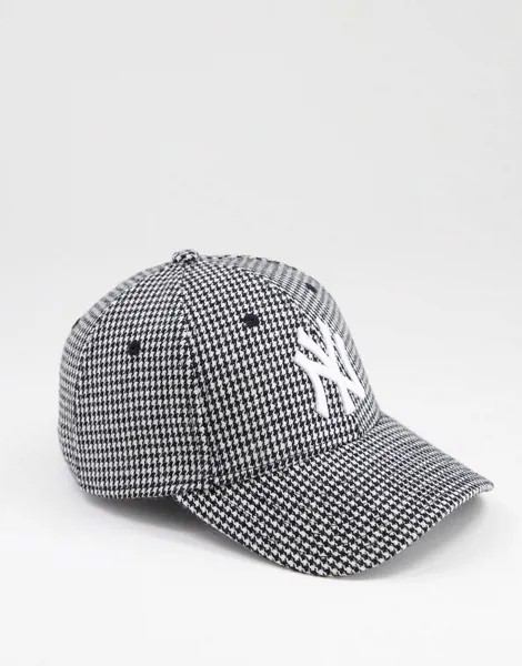 Черная и белая кепка с узором «гусиная лапка» New Era 9Forty NY-Разноцветный